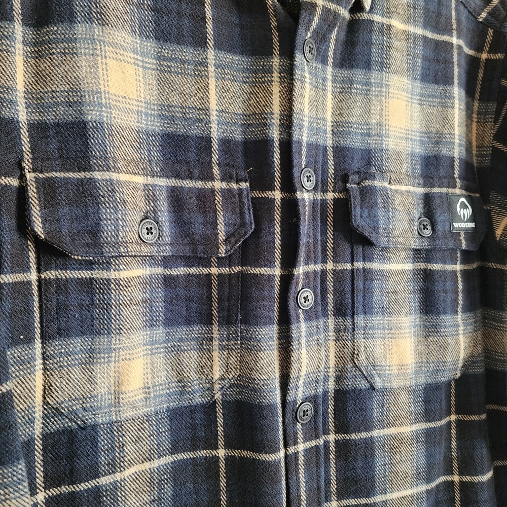 Mens Wolverine S PLAID button Up Double Pockets